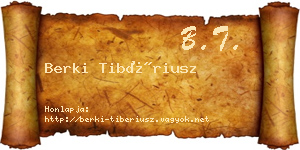 Berki Tibériusz névjegykártya